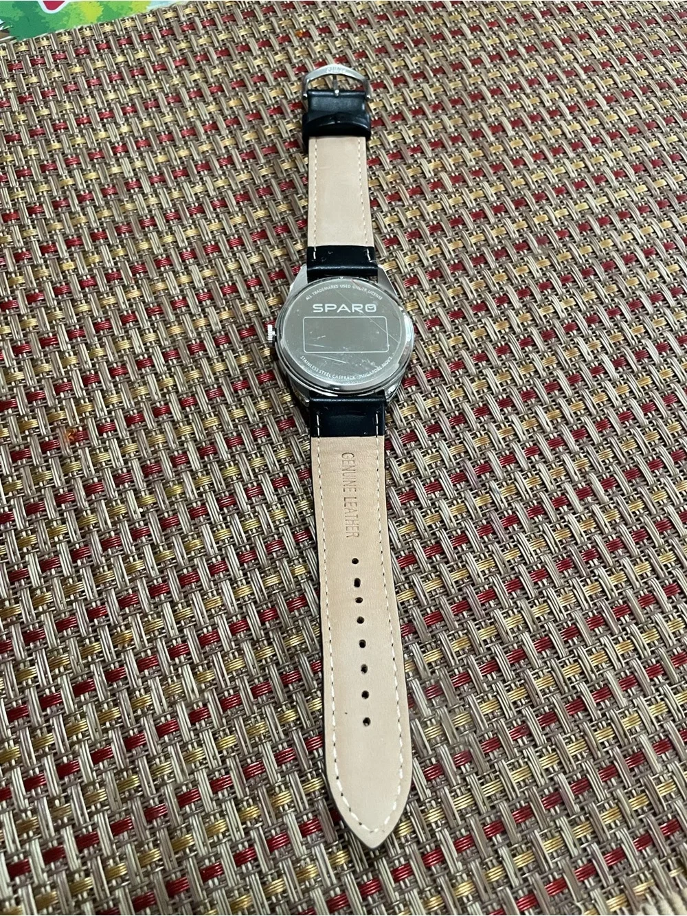 Black Leather Strap Men's Watch with Decorative Dial